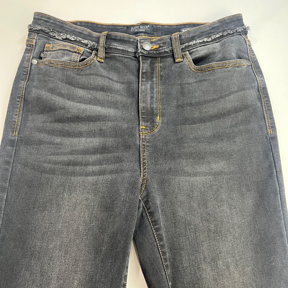 JUDY BLUE Slim Bootcut Jeans Women's Size 13 31 Black Frayed Hem - Picture 12 of 15